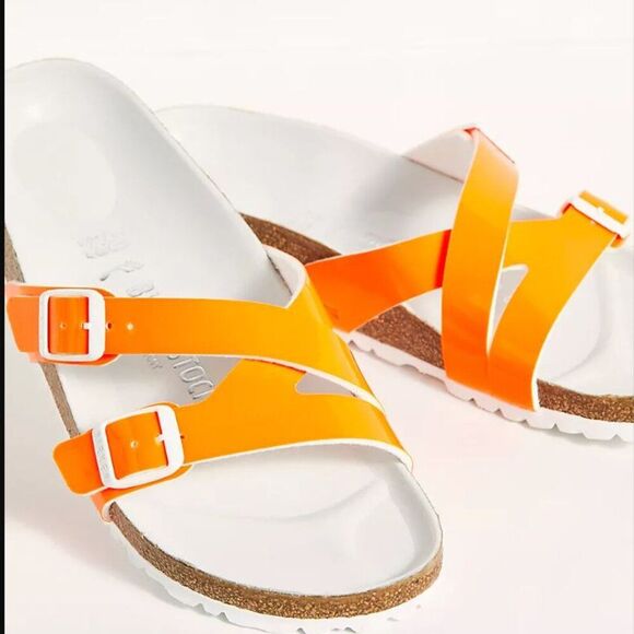 Yao Hex Neon Patent Birkenstock Sandals Size 38 (7) - Picture 1 of 12